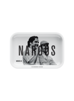 Narcos Geschenkset – Weiß Edition | Metall-Tray, Grinder, Feuerzeug, Tips & Papers
