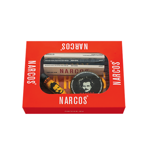 Narcos Geschenkset small– Rosa Edition | Metall-Tray, Grinder, Feuerzeug, Tips & Papers